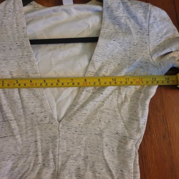 American Apparel Deep V L/S T - Marbled Ivory - sz XS - Picture 7 of 8